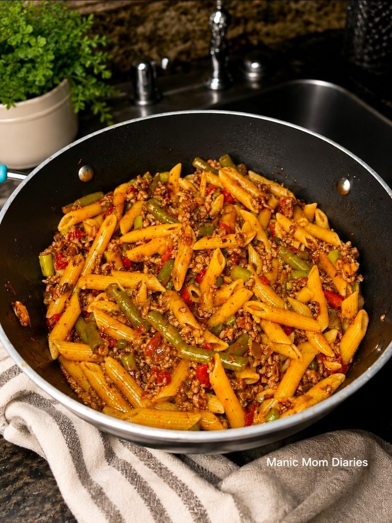 Manic Mom Diaries Greek Night Skillet Penne